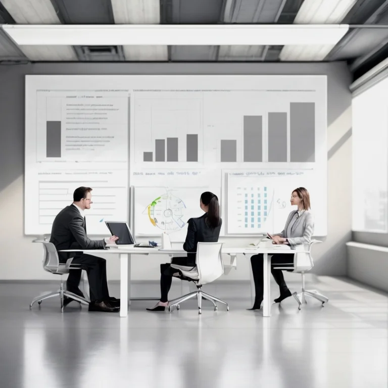 Team collaborating with process flow charts